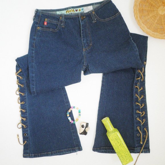 Vintage 90's Lace Up Leg MUDD Flare Jeans - Picture 4 of 7